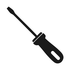 Simple Black Silhouette of a Screwdriver