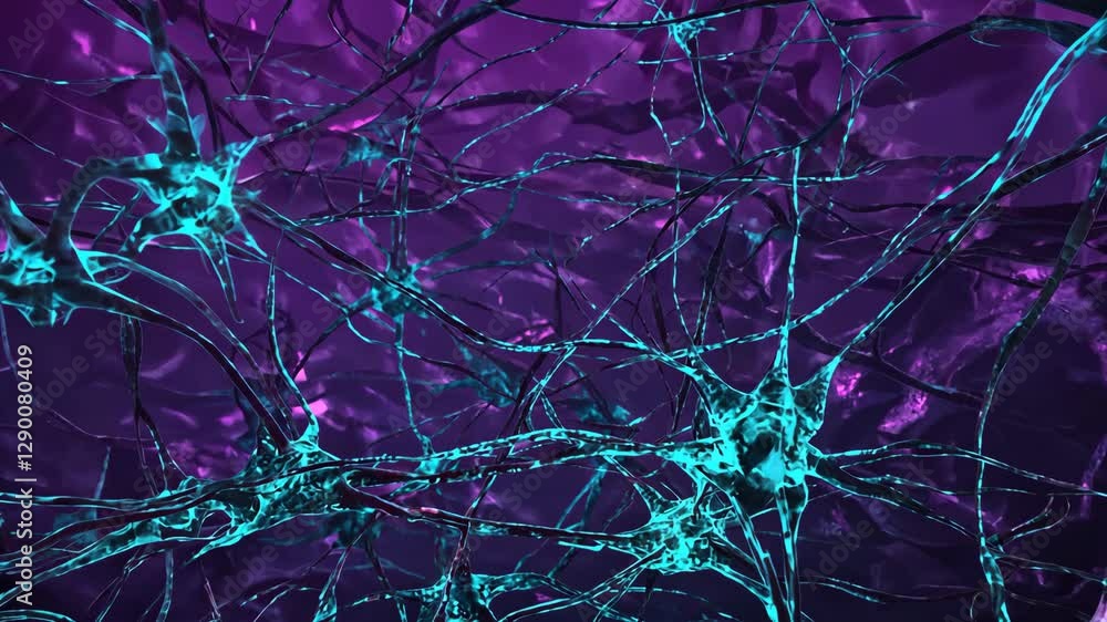 Poster Exploring the intricate connections of neurons in a vivid, abstract representation of the nervous system