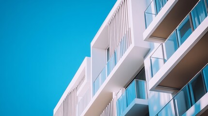 Modern residential buildings with simple design, embodying clean and functional living spaces.
