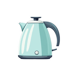 Flat style illustration of a kettle, minimal design, isolated on white background. cutout png