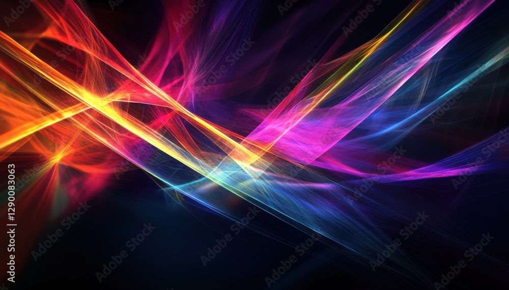 Poster a vibrant abstract design of colorful light trails, creating an energetic and dynamic visual experie