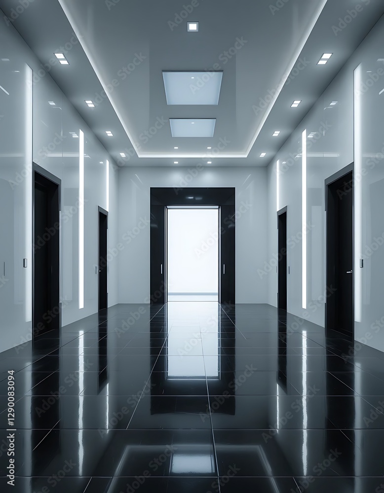Poster a gleaming hallway is captured in this image with perfect perspective