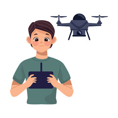 Drone pilot with flying drone pilot, drone, pilot, icon