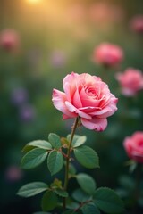 Blushing roses, soft light bokeh Romantic floral scene , stock photo, image, vibrant