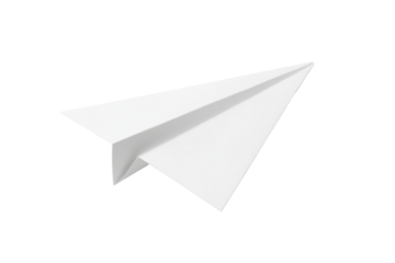 White paper airplane is flying in the air, isolated
