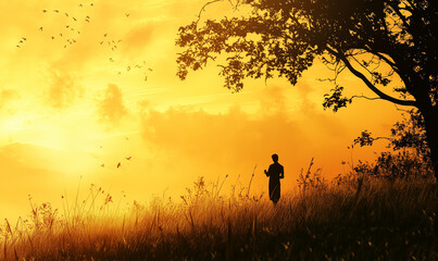 Skilled Photographer Capturing a Breathtaking Sunset Over Serene Natural Landscape and Vibrant Sky Radiance Today