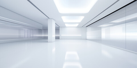 Futuristic Interior with Reflective Flooring and Dramatic Depth
