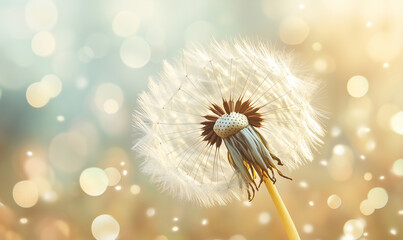 Detailed illustration of a dandelion puff, capturing the delicate structure and ephemeral beauty of nature
