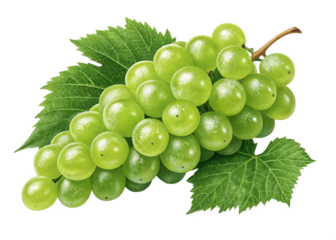bunch of green grapes isolated on white background