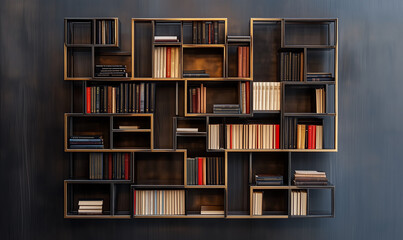 Metallic industrial-inspired bookrack with an open design, combining rugged aesthetic with practical storage solutions