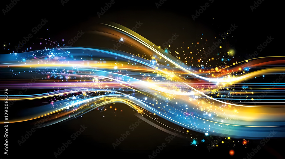 Poster abstract background featuring colorful lines and stars creating a dynamic visual effect