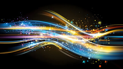 Obraz premium Abstract background featuring colorful lines and stars creating a dynamic visual effect