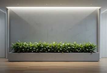Modern architectural space with large planter and plants display