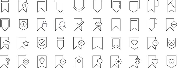 Collection of Line Icons of Bookmark. Suitable for books, stores, shops. Editable stroke in minimalistic outline style. Symbol for design