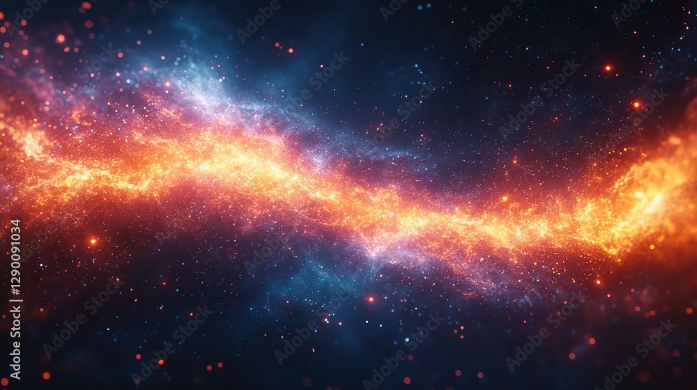 Aufkleber particle collision bright intense burst of energy bright and colorful particle tracks dark backgroun