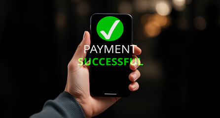 payment successful text tick mobile phone or digtital device money transfer - ai generated