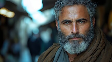 Fototapeta premium portrait of a bearded man in the streets of jerusalem biblical character