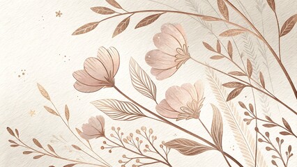 Rose Gold Foil Brush Strokes on a Light Beige Canvas with a Minimalist Touch Perfect for beauty branding, event invitations, social media templates, and fashion marketing,