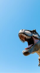 Naklejka premium Impressive dinosaur with its mouth open roaring in a lifelike stance capturing the imagination of children and adults