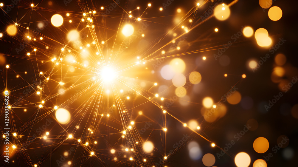 Poster close up of a sparkling light reflection on a smooth black background creating a dramatic visual eff