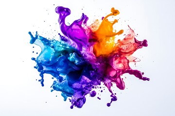 Vibrant Rainbow Ink Explosion: Abstract Color Burst