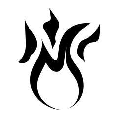 Fire and Flame Vector Black Shadow Icon - Illustration
