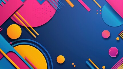 Colorful geometric shapes on a vibrant blue background (2)