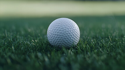 Fototapeta premium Close Up of White Golf Ball on Lush Green Grass