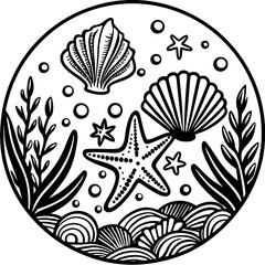 a black and white line drawing of a Summer Coloring Pages for kids