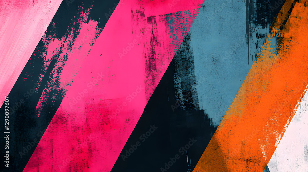 Aufkleber black and pink abstract painting with fluid shapes and dynamic patterns in modern art style