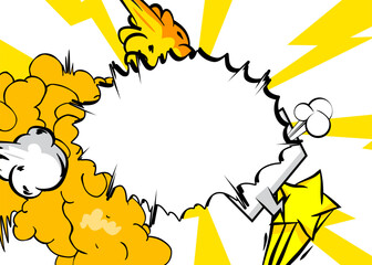 Cartoon white and yellow background, comic book backdrop. Retro vector comics pop art design.