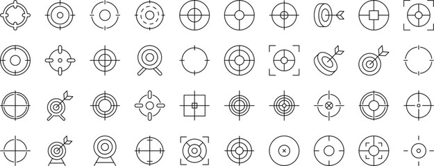 Line Signs of Target for Advertisement. Suitable for books, stores, shops. Editable stroke in minimalistic outline style. Symbol for design