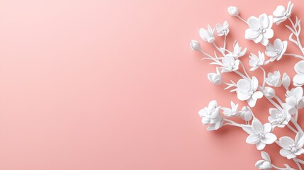 Textured gift card close-up, intricate white floral designs at the corners, glowing pink gradient backdrop creating a serene Valentine aesthetic