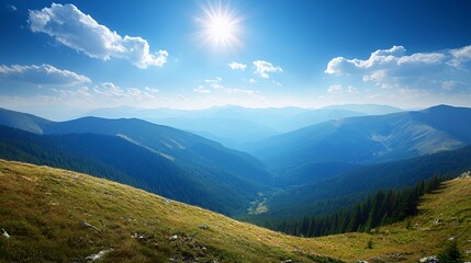 Obraz premium Bright Sunny Day Mountain Landscape Panorama