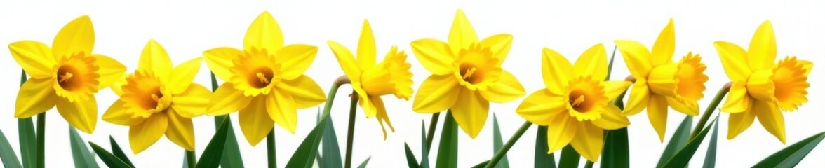 Fototapeta premium Vibrant yellow daffodils, fully bloomed, isolated , blossom, daffodil, botany