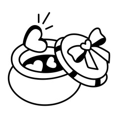 Trinket pot icon in hand drawn style 
