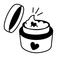 Face cream jar icon in hand drawn style 

