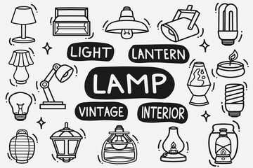 set of lamp doodle good for background, wallpaper, element design, icon, etc