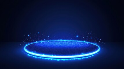 Glowing blue circular platform with sparkling effects in dark