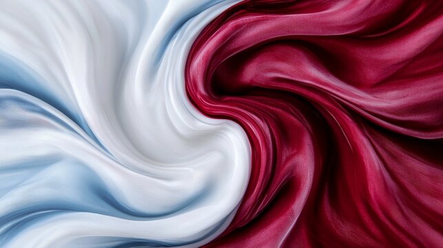 Vivid close-up of swirling red, white, and blue tie-dye patterns, featuring bold waves and sharp contrasts, patriotic energy concept