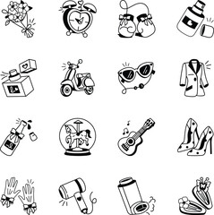 Obraz premium Bundle of Hand Drawn Aesthetic Girly Icons 