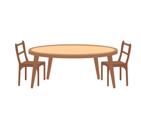 Wooden table with wooden chairs household furniture stock illustration