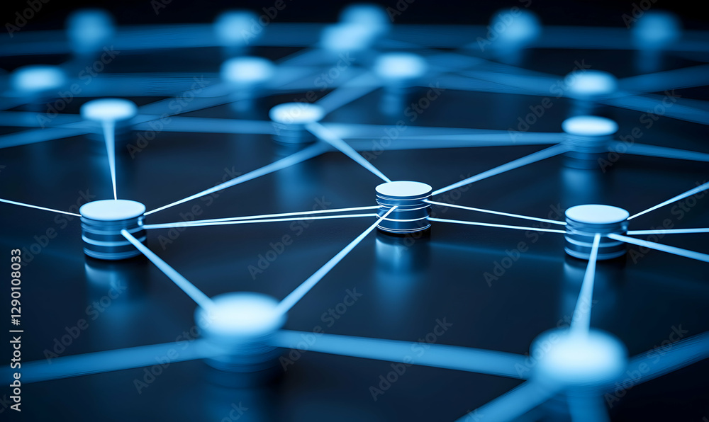 Poster abstract network connection, data visualization, interconnected nodes, digital technology, global ne