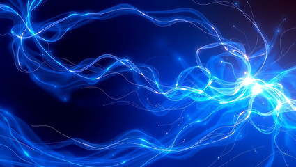 Fototapeta premium Blue abstract background with flowing smoke and colorful waves