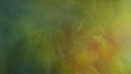 Liquid splash. Abstract fume texture. Yellow color flow swirl acrylic steam clouds fog haze vapor paint ink on pink art background.