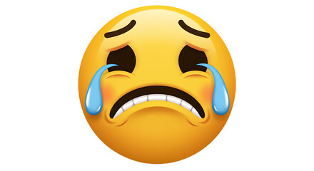 Fototapeta premium Crying Face Emoji with Tears Expressing Sadness or Disappointment