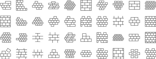 Signs of Brick Wall for Shops and Stores. Suitable for books, stores, shops. Editable stroke in minimalistic outline style. Symbol for design