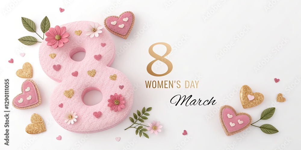 Poster a pink cake with the number 8 on it