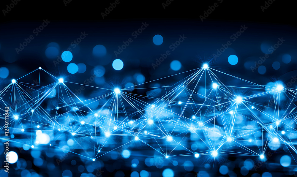 Poster abstract glowing network connection, digital data flow, futuristic technology background. ideal for 