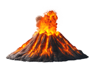 Erupting Volcano Isolated on Transparent Background